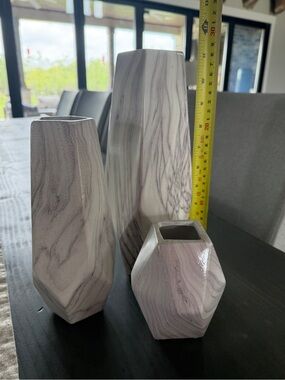 Marbled Gray Ceramic Vase Set - Decorative Home Accent